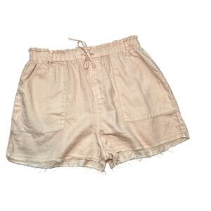Cloth & Stone Linen Blend Raw Hem Elastic Waist Pull On Shorts Peach Size Medium